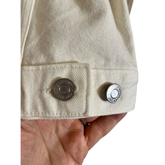 Gap Denim Jacket L White Western Boho Hippie Neutral Minimalist Classic Chic 80s - Picture 3 of 11